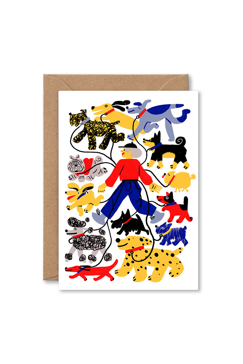 Dog Walker by Cari Vander Yacht - Greeting Card