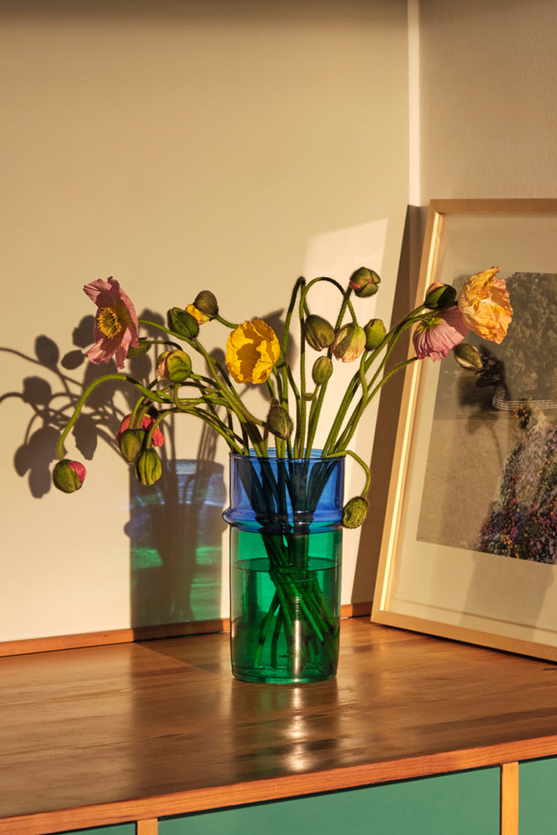 Moroccan Vase L - Blue and Green